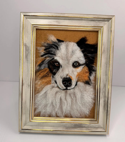 5x7 Custom Needle Wool Felted Dog Framed Pet Portrait