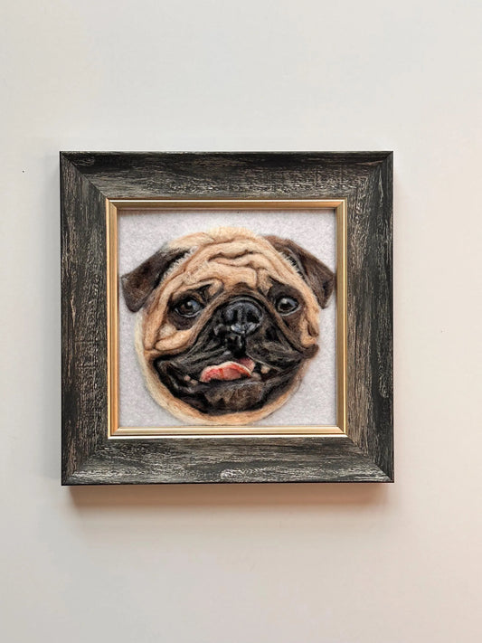 5x5 Custom Needle Wool Felted Dog Framed Pet Portrait